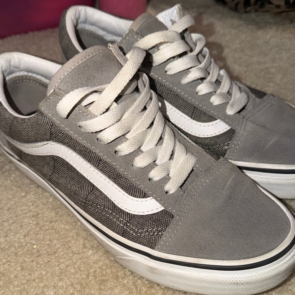 Vans Men's Gray Suede and White leather Sneakers